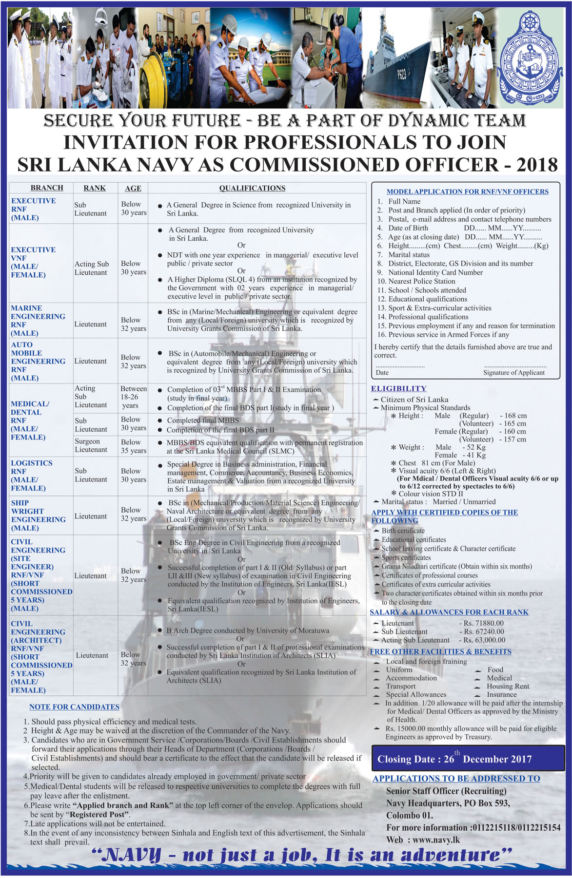 Commissioned Officer - Sri Lanka Navy